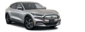 A silver 2021 Ford Mustang Mach-E si angled right.