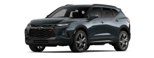 Black 2021 Chevy Blazer angled left