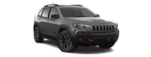 Grey 2021 Jeep Cherokee angled right