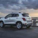 A silver 2021 Chevy Trax is parked on a jetty after leaving a Albany Chevy crossover dealer.