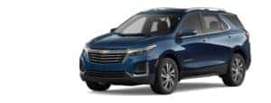 A blue 2022 Chevy Equinox is angled left.