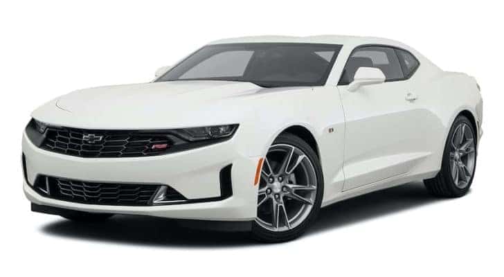 A white 2022 Chevy Camaro 1LT RS is angled left.