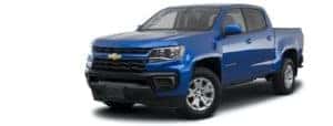 A blue 2022 Chevy Colorado LT is angled left.