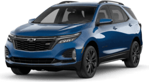 A blue 2022 Chevy Equinox RS is shown facing left.