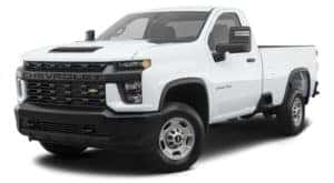 A white 2023 Chevy Silverado 2500HD is angled left.