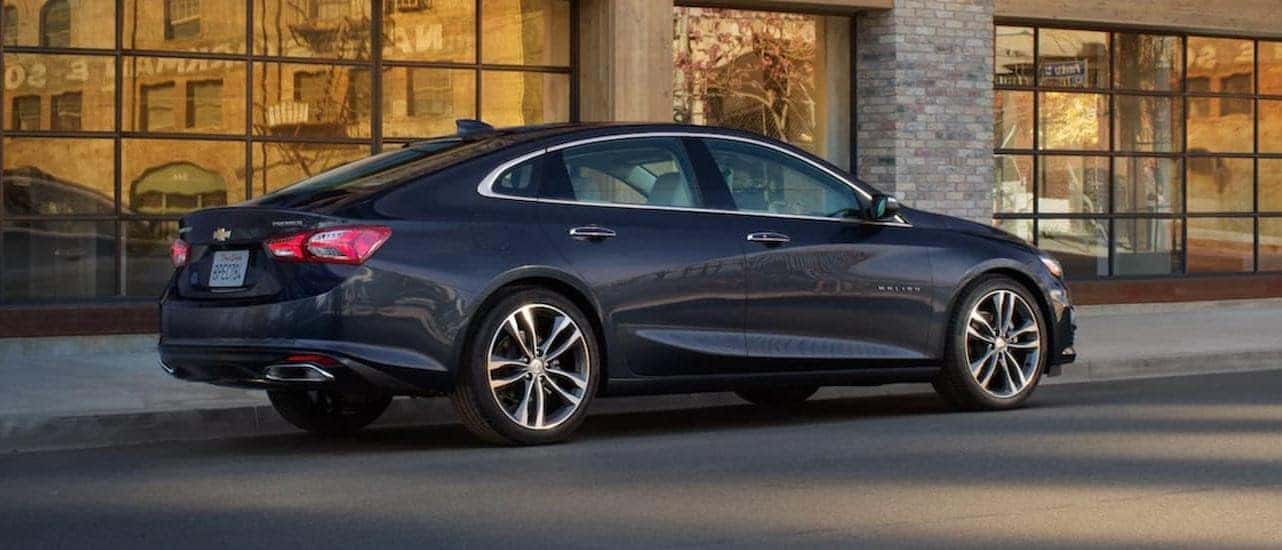 Grey 2022 Chevy Malibu parked on the side of a a street