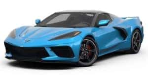A blue 2023 Chevy Corvette 2LT is angled left.