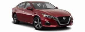 A red 2023 Nissan Altima is shown angled right.