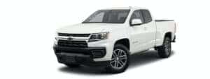 A white 2023 Chevy Colorado is angled left.