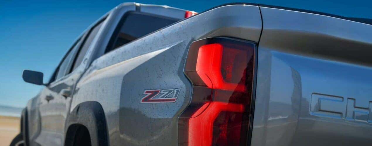 A close up of the rear brake light on a grey 2023 Chevy Colorado Z71 is shown.