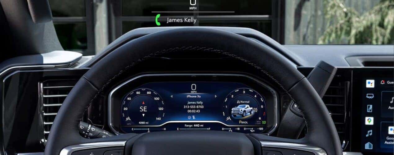 Steering wheel in a 2024 Chevy Silverado 2500 HD
