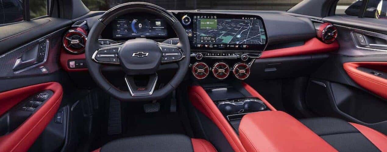 Black and red interior in a 2024 Chevy Blazer EV