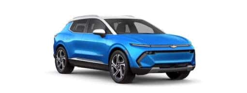 Blue 2024 Chevy Equinox EV angled right