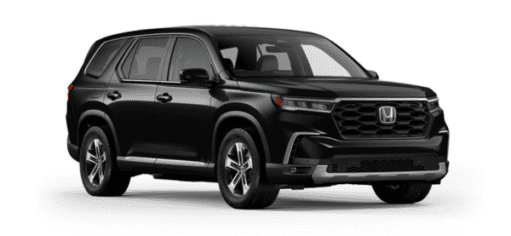 A black 2024 Honda Pilot EX-L is shown angled right.