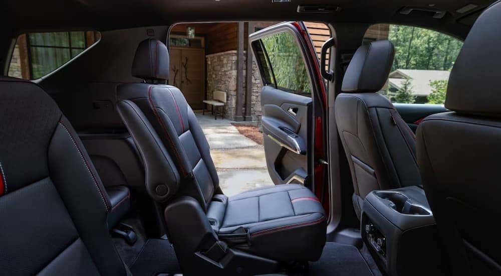 The three rows of seating in a 2024 Chevy Traverse, available at Chevy dealers in NY.