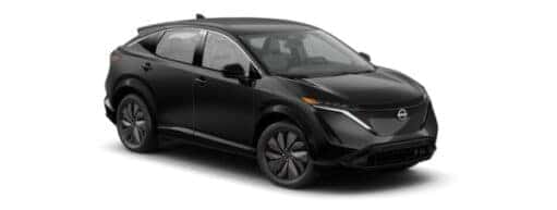 A black 2024 Nissan ARIYA is angled right.