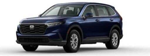 A blue 2025 Honda CR-V is angled right.