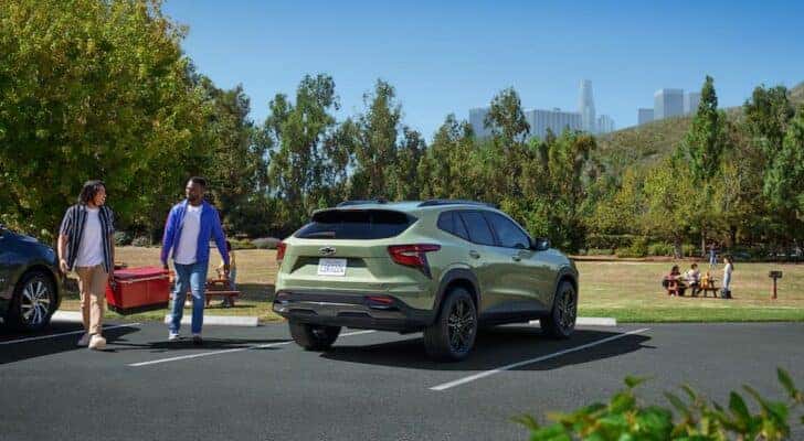A green 2025 Chevy Trax ACTIV is shown parked after viewing a Chevy Trax for sale near Ballston Spa.