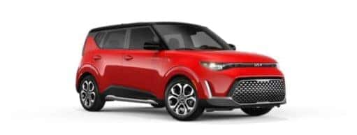 A red 2025 Kia Soul is angled right.