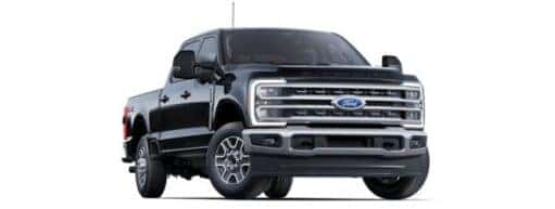 A black Ford F-250 is angled right.