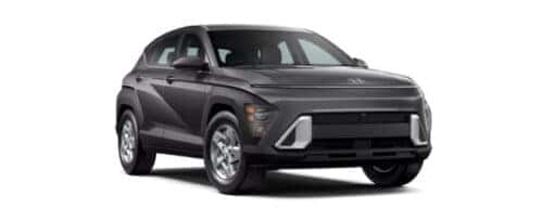 A gray 2025 Hyundai Kona is angled right.