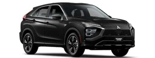A black 2025 Mitsubishi Eclipse Cross SEL angled right on a white background.