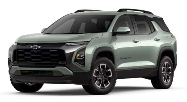 A green 2025 Chevy Equinox ACTIV angled left.
