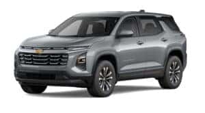 A gray 2025 Chevy Equinox LT is angled left.