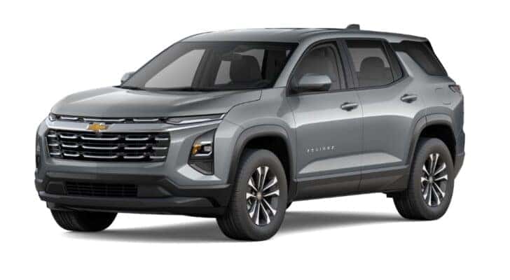 A gray 2025 Chevy Equinox LT is angled left.