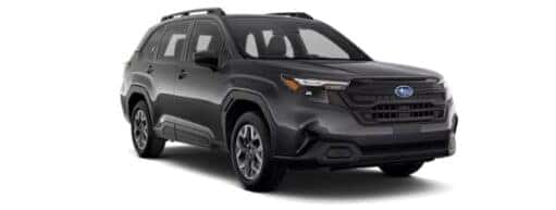 A black 2025 Subaru Forester is angled right.