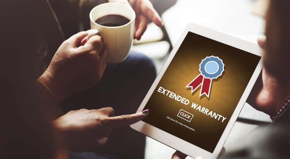 Extended warranty stated on a tablet.