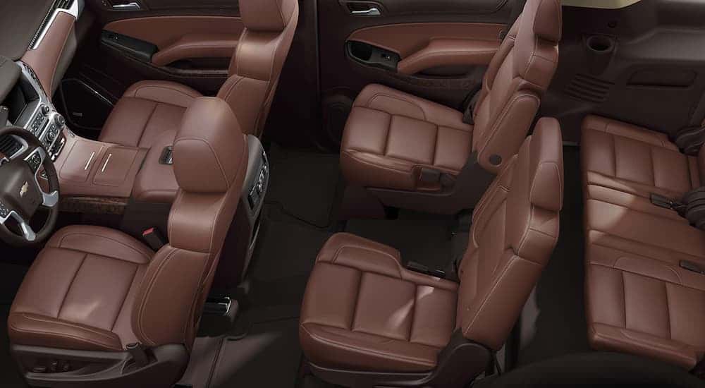 Brown interior in a 2021 Chevy Tahoe.