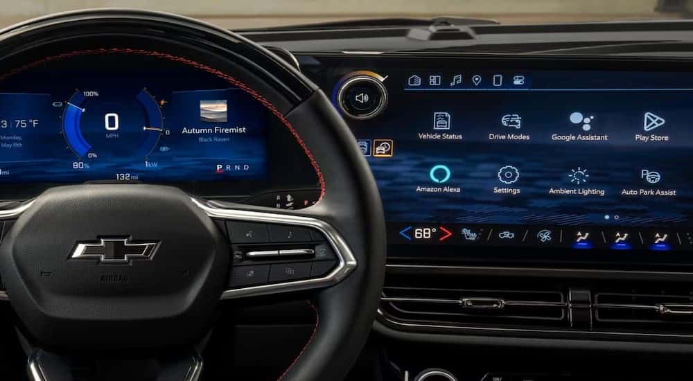 Close-up of the black dash in a 2025 Chevy Equinox EV.