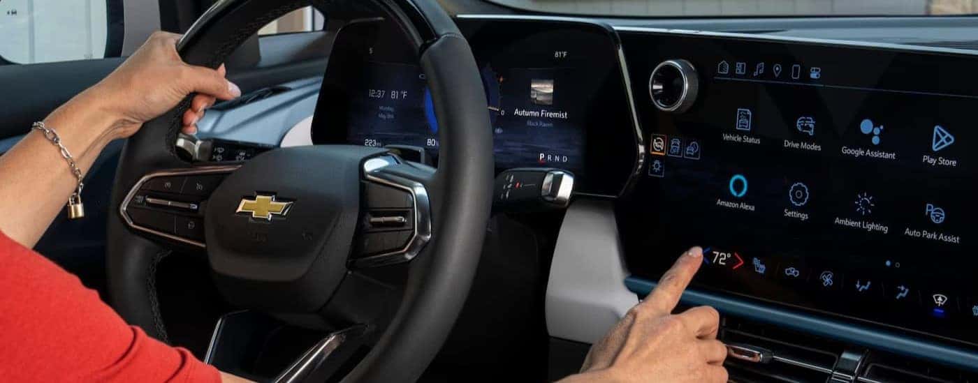 Clode-up of the black dash in a 2025 Chevy Equinox EV.