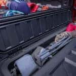 The tailgate storage on a 2023 Chevy Colorado.