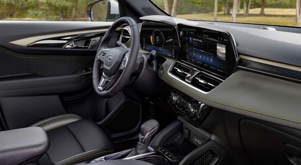 The interior of a 2026 Chevy Trailblazer from the side.