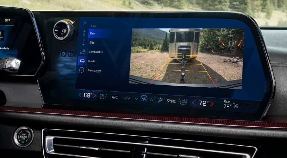 Reverse camera on the infotainment screen in a 2025 Chevy Traverse RS.