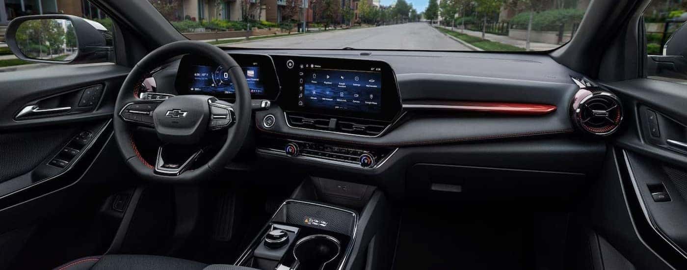 The black interior and dash in a 2026 Chevy Equinox.