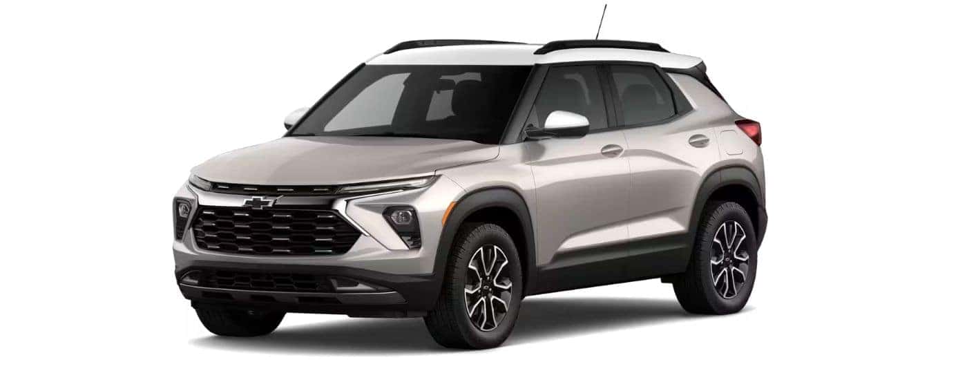 A silver 2026 Chevy Trailblazer angled left.
