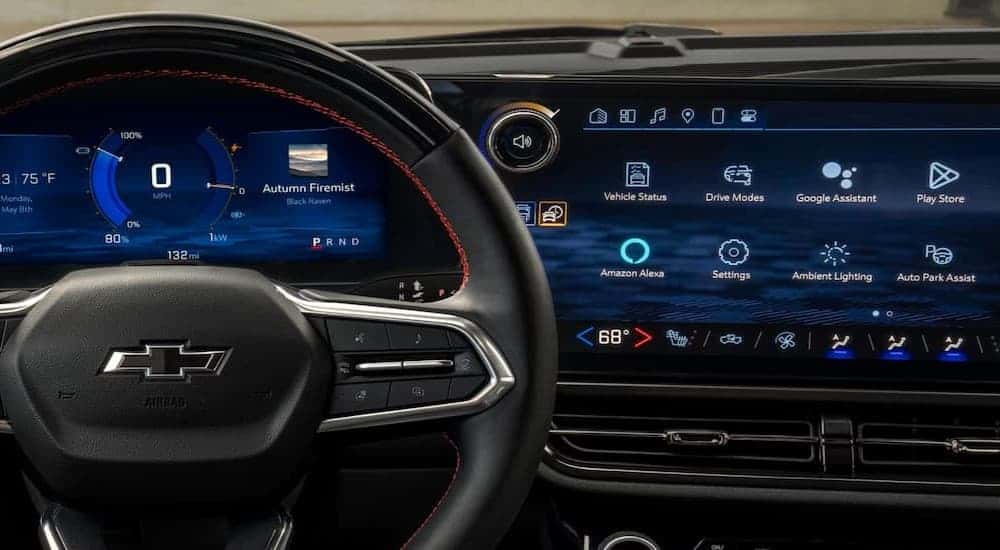A close-up of the dashboard in a 2025 Chevy Silverado EV for sale.