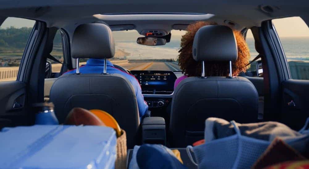 The black interior in a 2025 Chevy Trax.
