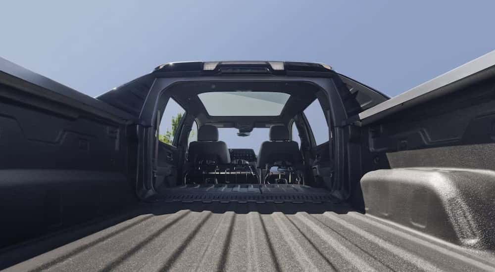 The extended open-bed on a 2025 Chevy Silverado EV.