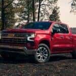 Red 2023 Chevy Silverado 1500 Z71 parked off-road