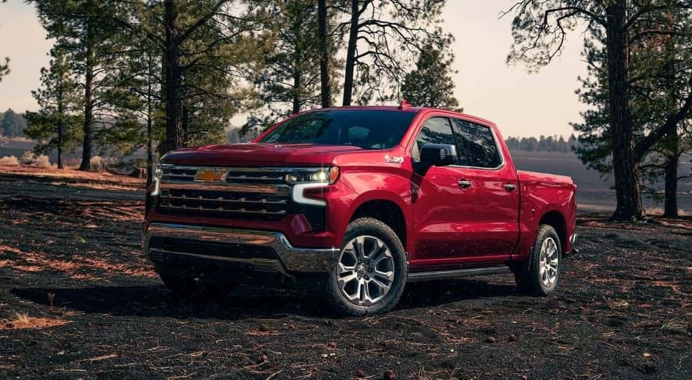 A red used 2023 Chevy Silverado 1500 Z71 parked off-road