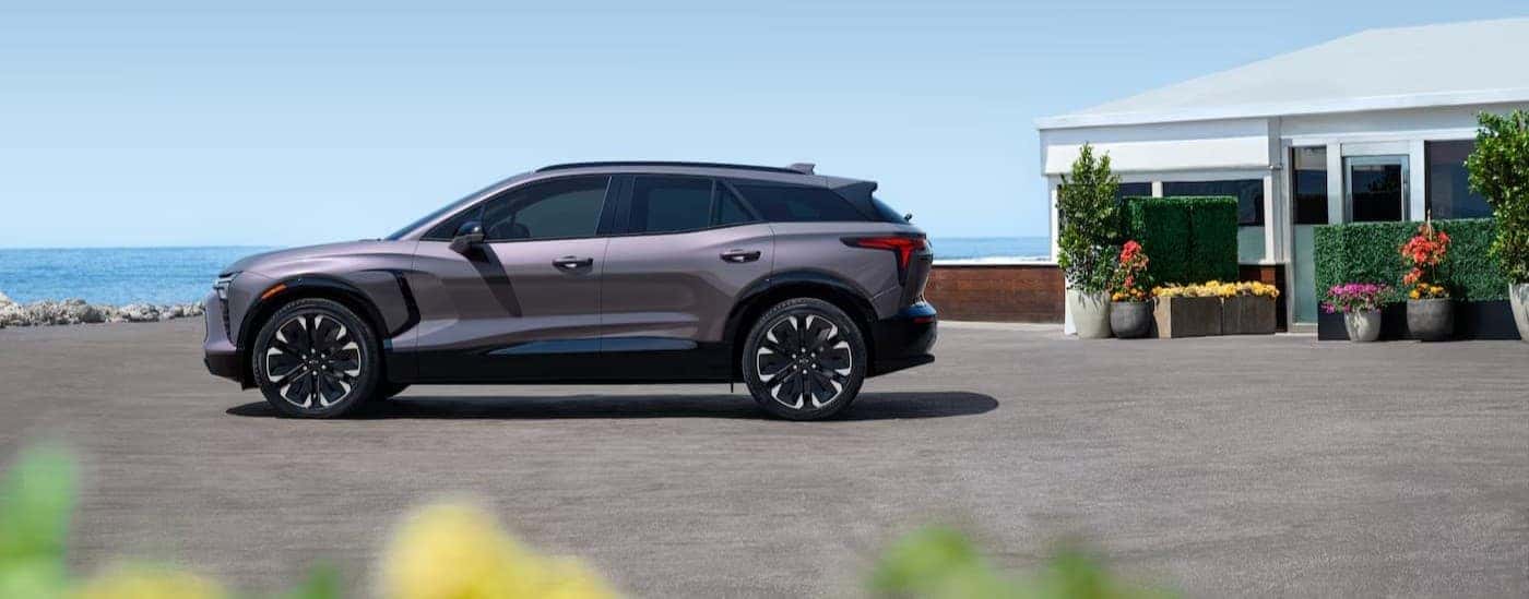 A gray 2025 Chevy Blazer EV parked on a sunny day.