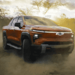 Red 2026 Chevy Silverado EV Trail Boss head on