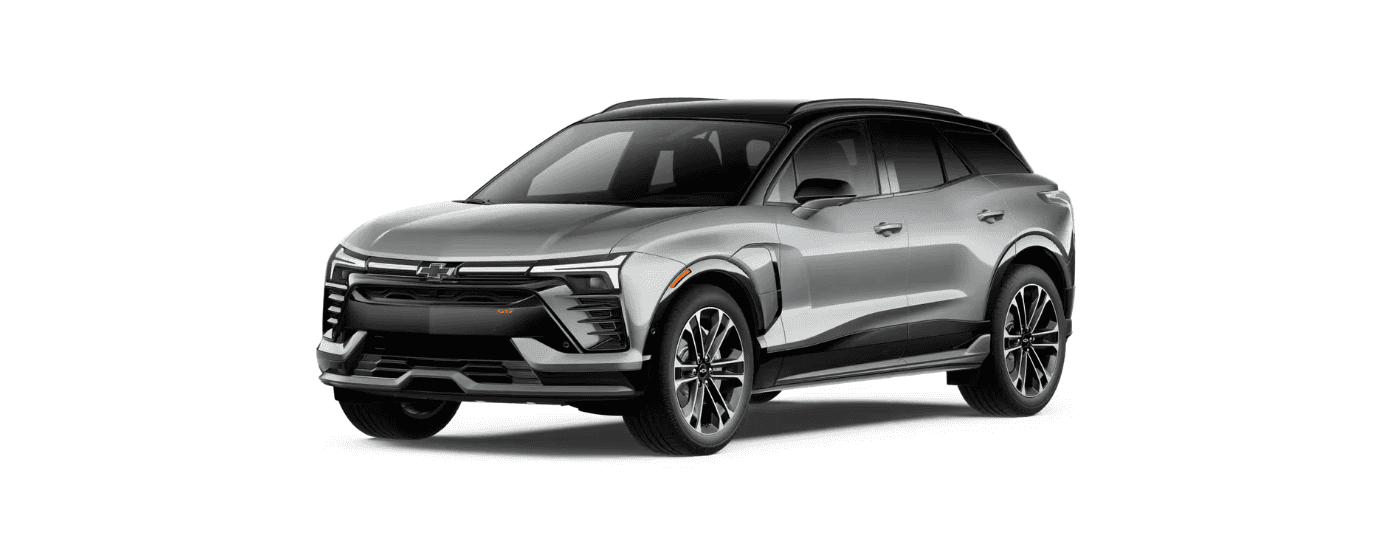 Left angled silver 2026 Chevy Blazer EV SS