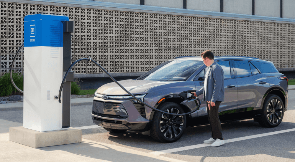 Grey 2026 Chevy Blazer EV RS charging