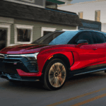 Red 2026 Chevy Blazer EV RS driving