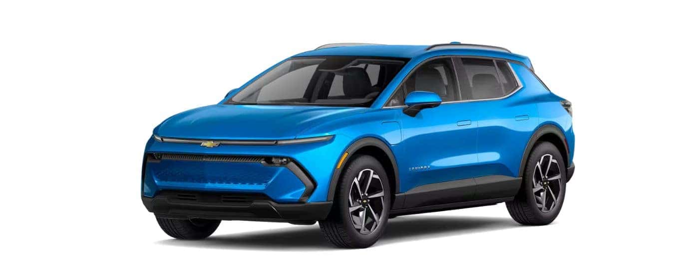 A blue 2026 Chevy Equinox EV angled left.